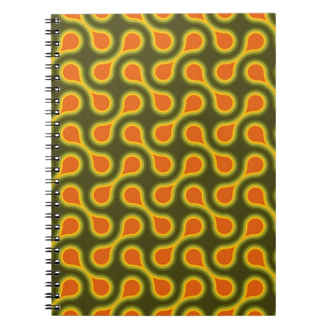 Funky 1970s Metaball Graphic Circle Barbell Green Notebook (Front)