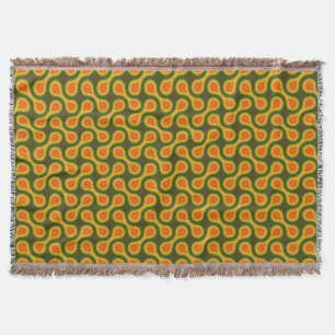 Funky 1970s Metaball Graphic Circle Barbell Green Throw Blanket