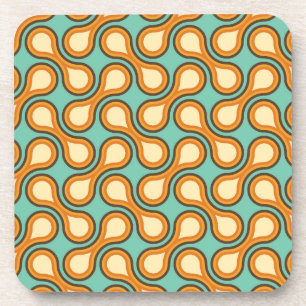 Funky 1970s Metaball Graphic Circle Barbell Orange Coaster