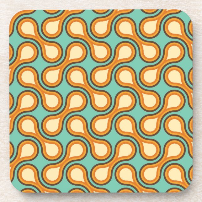 Funky 1970s Metaball Graphic Circle Barbell Orange Coaster (Front)