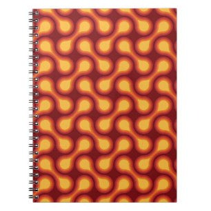Funky 1970s Metaball Graphic Circle Barbell Reds Notebook