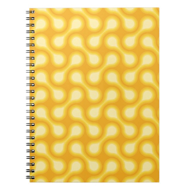 Funky 1970s Metaball Graphic Circle Barbell Yellow Notebook (Front)