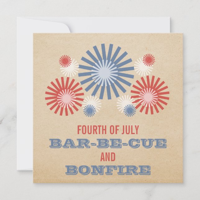 Funky 4th of July Fireworks Invite (Front)