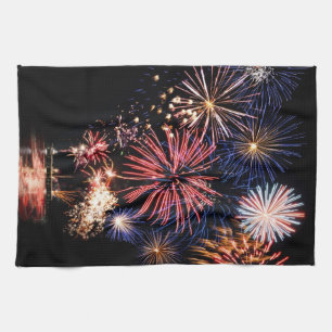 Funky 4th of July Fireworks Tea Towel