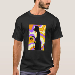 Funky 60 S Style Black Cat Colourful Background Ab T-Shirt