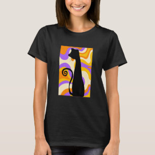 Funky 60's Style Black Cat Colourful Background Ab T-Shirt