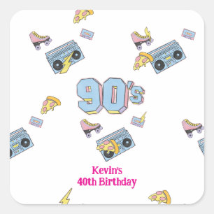 Funky 90's Theme Birthday Sticker