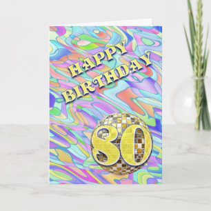 Funky abstract 80 birthday card