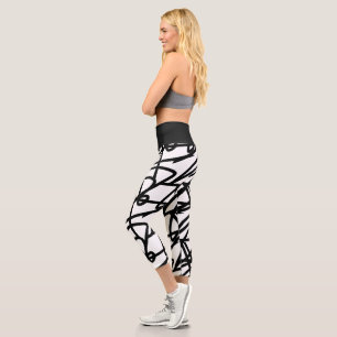 Funky Abstract Art Black White Leggings