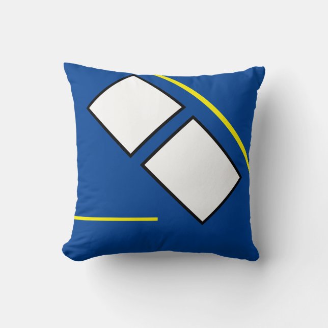 Funky Abstract Art Blue Yellow White Black Cushion (Front)