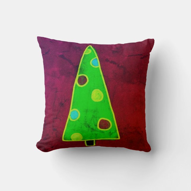 Funky Abstract Art Christmas Tree Cushion (Front)