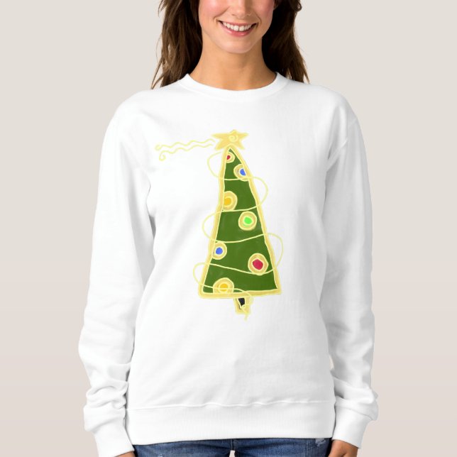 Funky Abstract Art Christmas Tree Sweatshirt (Front)