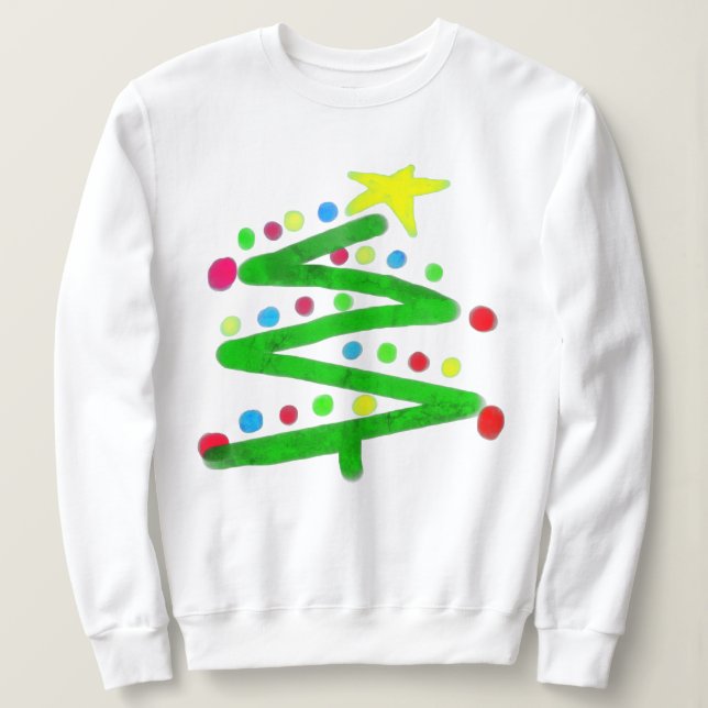 Funky Abstract Art Christmas Tree Sweatshirt (Design Front)