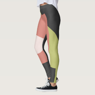 Funky Abstract Art Pale Pastel Charcoal Coral Leggings