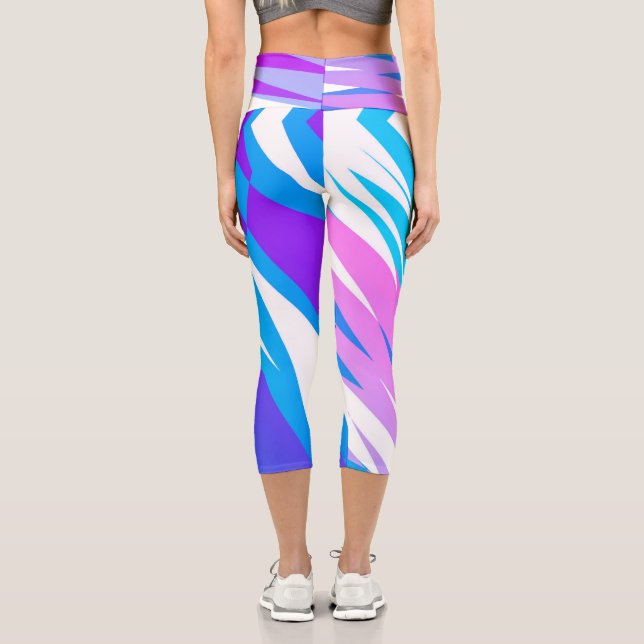 Funky Abstract Art Pastel Pink Purple Capri Leggings (Back)