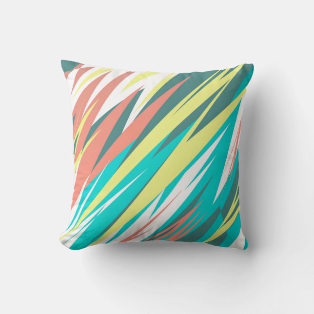 Funky Abstract Art Pastel Turquoise White Cushion (Front)