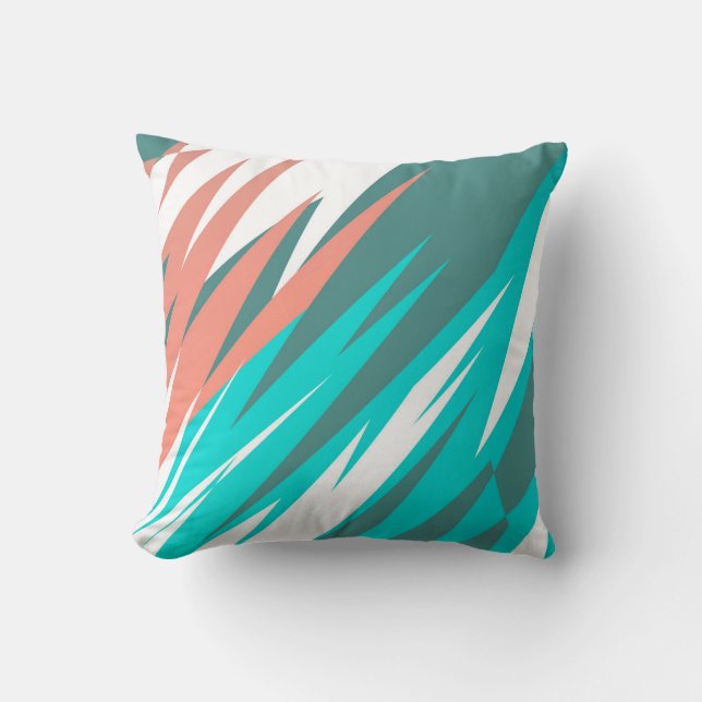 Funky Abstract Art Pastel Turquoise White Cushion (Front)