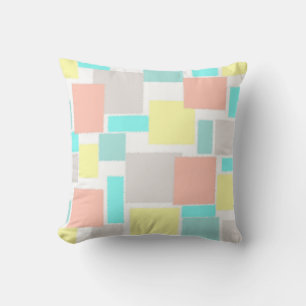 Funky Abstract Art Pastel Turquoise Yellow Cushion