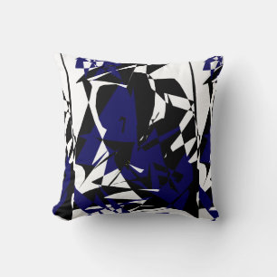 Funky Abstract Art Shades of Blue Pillow Cushion