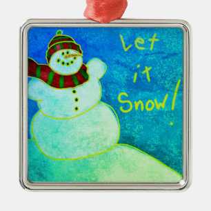 Funky Abstract Art Snowman Metal Tree Decoration