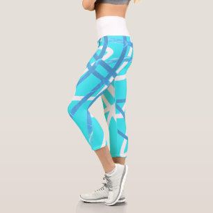 Funky Abstract Art Turquoise Blue Green Leggings