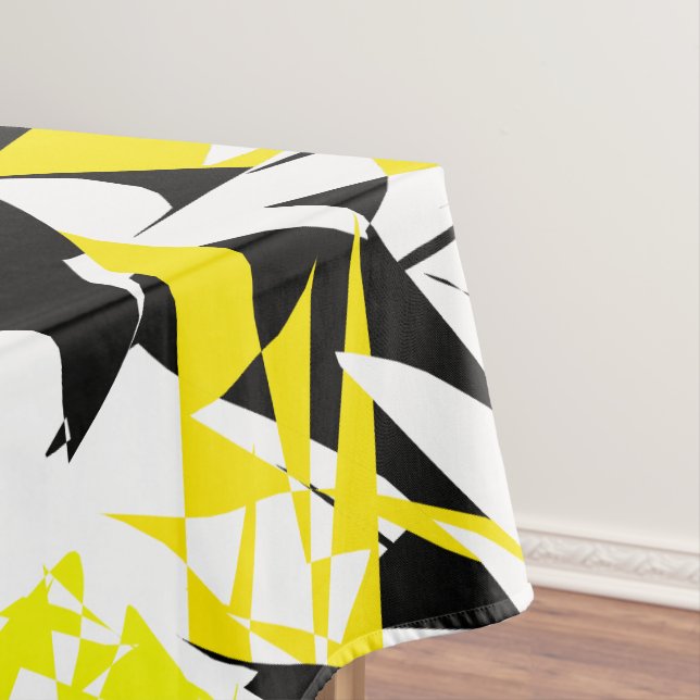 Funky Abstract Black Yellow Pattern Tablecloth (In Situ)