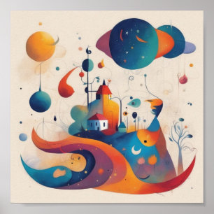 Funky Abstract Colorful Modern Art Posters