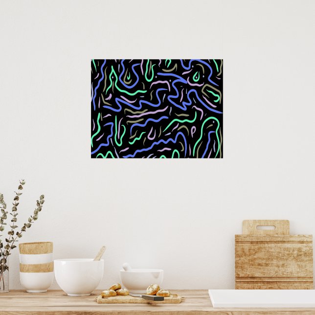 Funky Abstract Digital Art Poster (Kitchen)