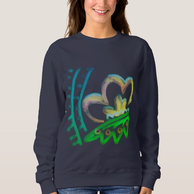 Funky Abstract Floral Art to Wear Sweatshirt (Front)