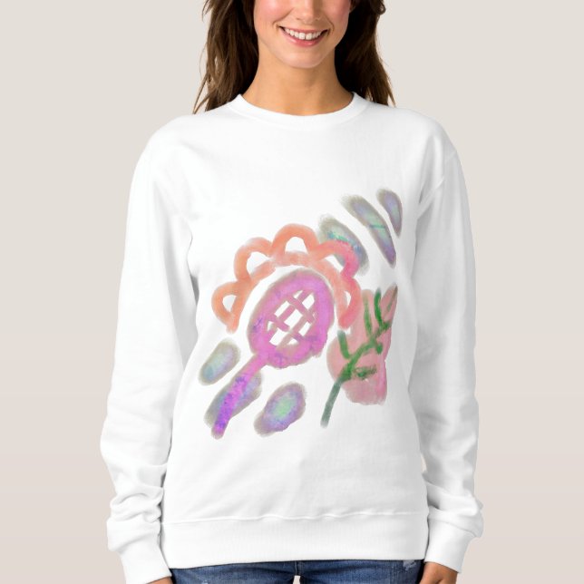 Funky Abstract Floral Wearable Art Sweatshirt (Front)