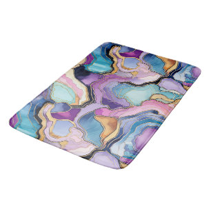 Funky Abstract Geode Agate Pattern Bathroom  Bath Mat