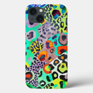 Funky Abstract Leopard Animal Print Watercolour iPhone 13 Case