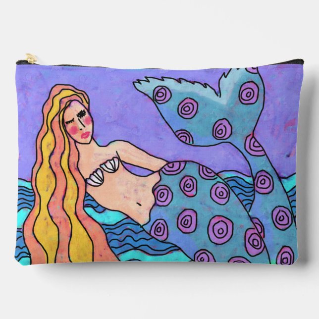 Funky Abstract Mermaid Art Accessory Pouch (Front)