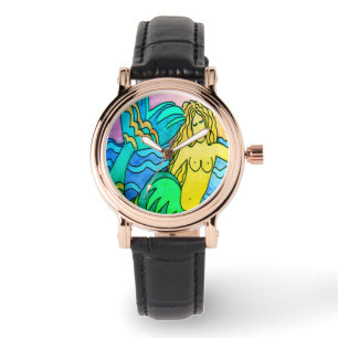 Funky Abstract Mermaid Art to Wear Watch