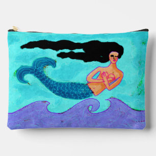 Funky Abstract Mermaid Painting Accessory Pouch