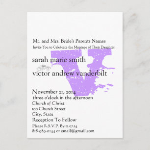 Funky Abstract Modern Monogram Purple Wedding Postcard