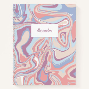 Funky Abstract Pink Swirl Marble Texture Notebook