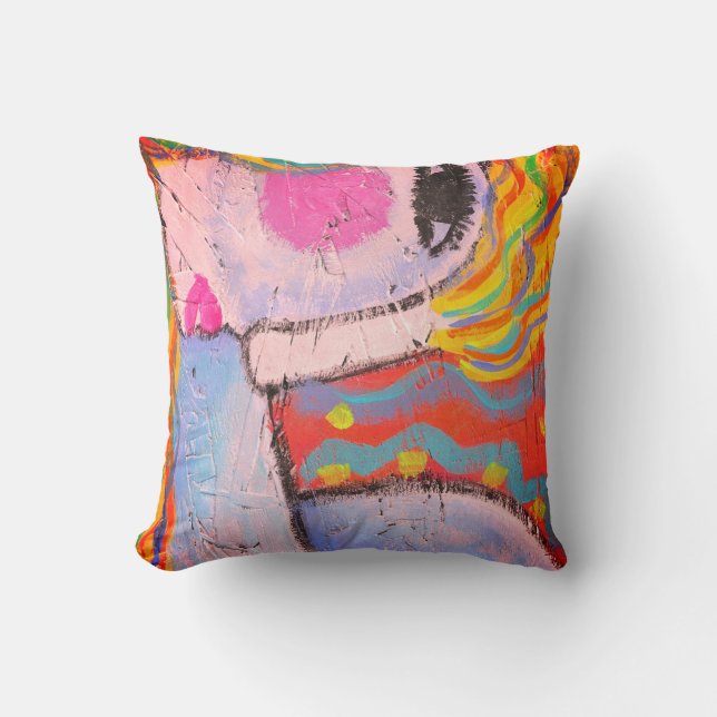 Funky Abstract Portrait of a Woman Cushion (Front)