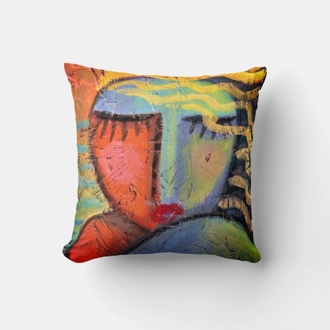 Funky Abstract Portrait of a Woman Cushion (Front)