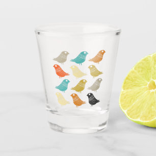 Funky Abstract Scandi Birds Mid Century Modern Shot Glass