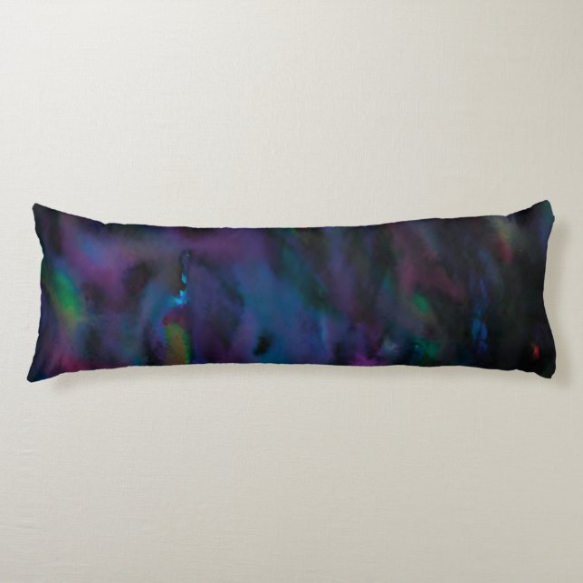 Funky abstract smokey purples water color body cushion (Front)
