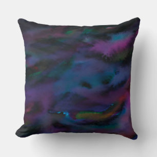 Funky abstract smokey purples water colour cushion