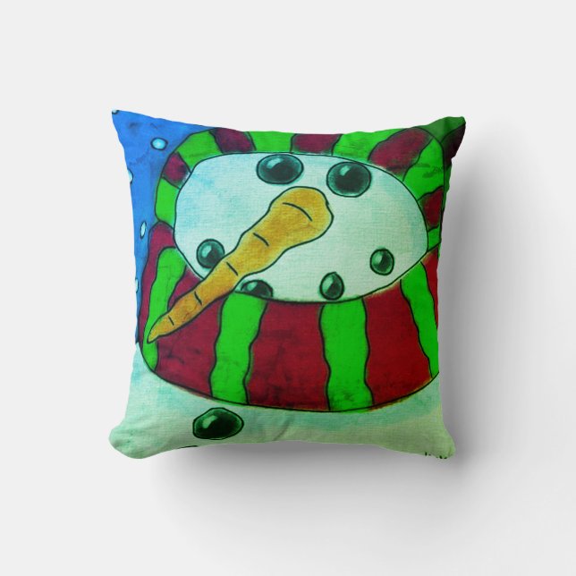 Funky Abstract Snowman Christmas Cushion (Front)
