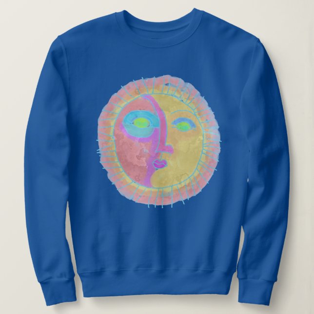 Funky Abstract Sun Face Wearable Art Sweatshirt (Design Front)