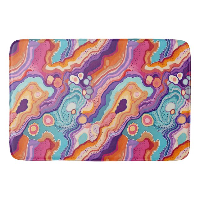 Funky Agate Geode Abstract Pattern Bathroom  Bath Mat (Front)