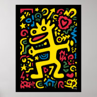 Funky Alien Dragon Yellow – Neon Pop Art Creature 