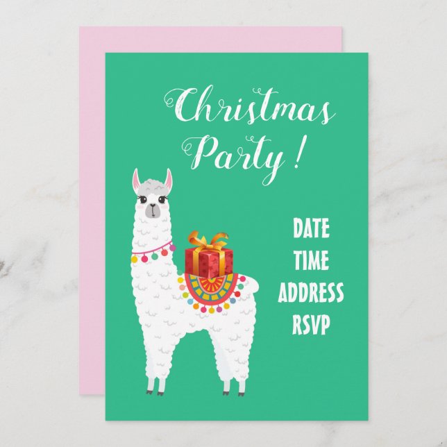Funky Alpaca Christmas cute llama Invitation (Front/Back)