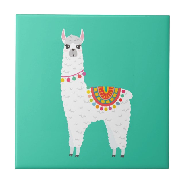 Funky Alpaca llama drama cute animal Tile (Front)