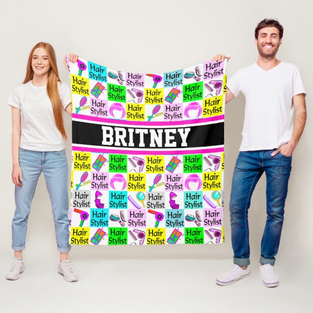 FUNKY AND CHIC PERSONALIZED HAIR STYLISY FLEECE BLANKET (In Situ)