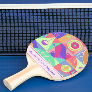 Funky and Fun Retro Geometric Shapes Multicolor Ping Pong Paddle